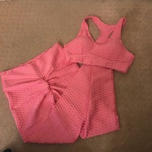Leggings/ bra pink workout set